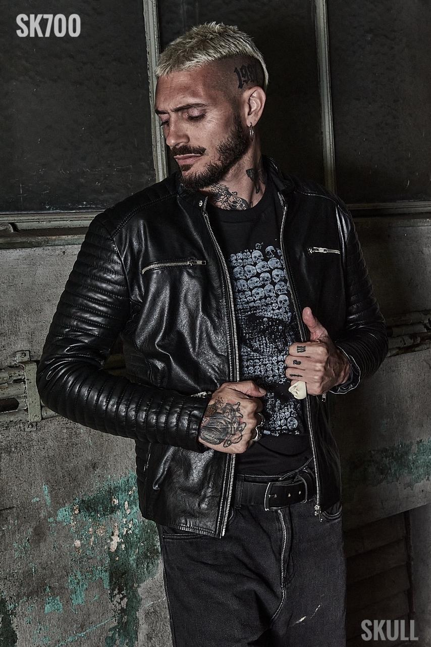 Campera biker de cuero negra para hombre - Belia Leather